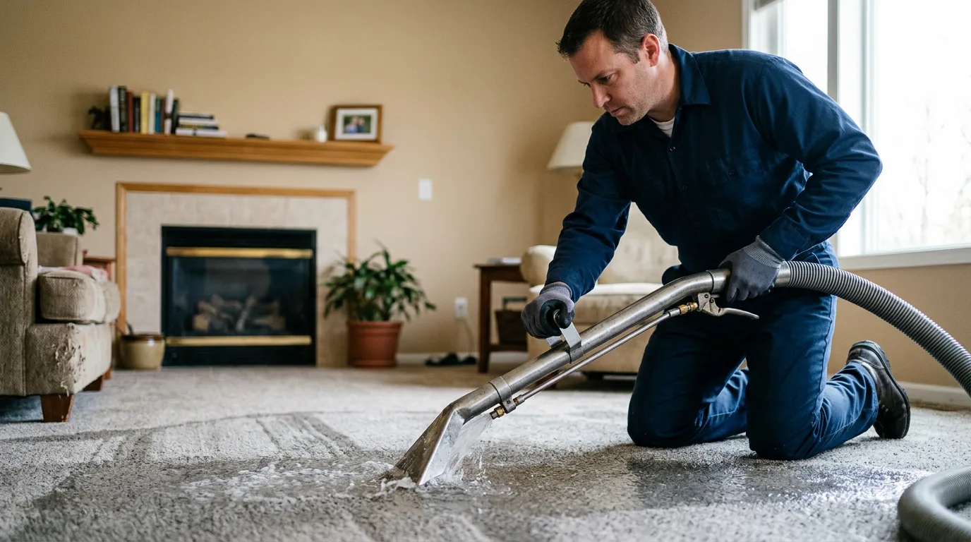 Water damage restoration technician working near Saint Anthony, IN
